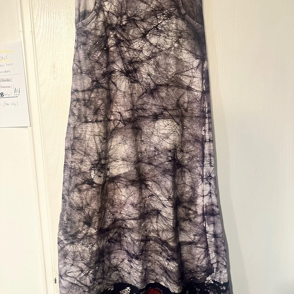 Grateful Dead Black tie-dyed maxi skirt from Jayli. Roses at the bottom.